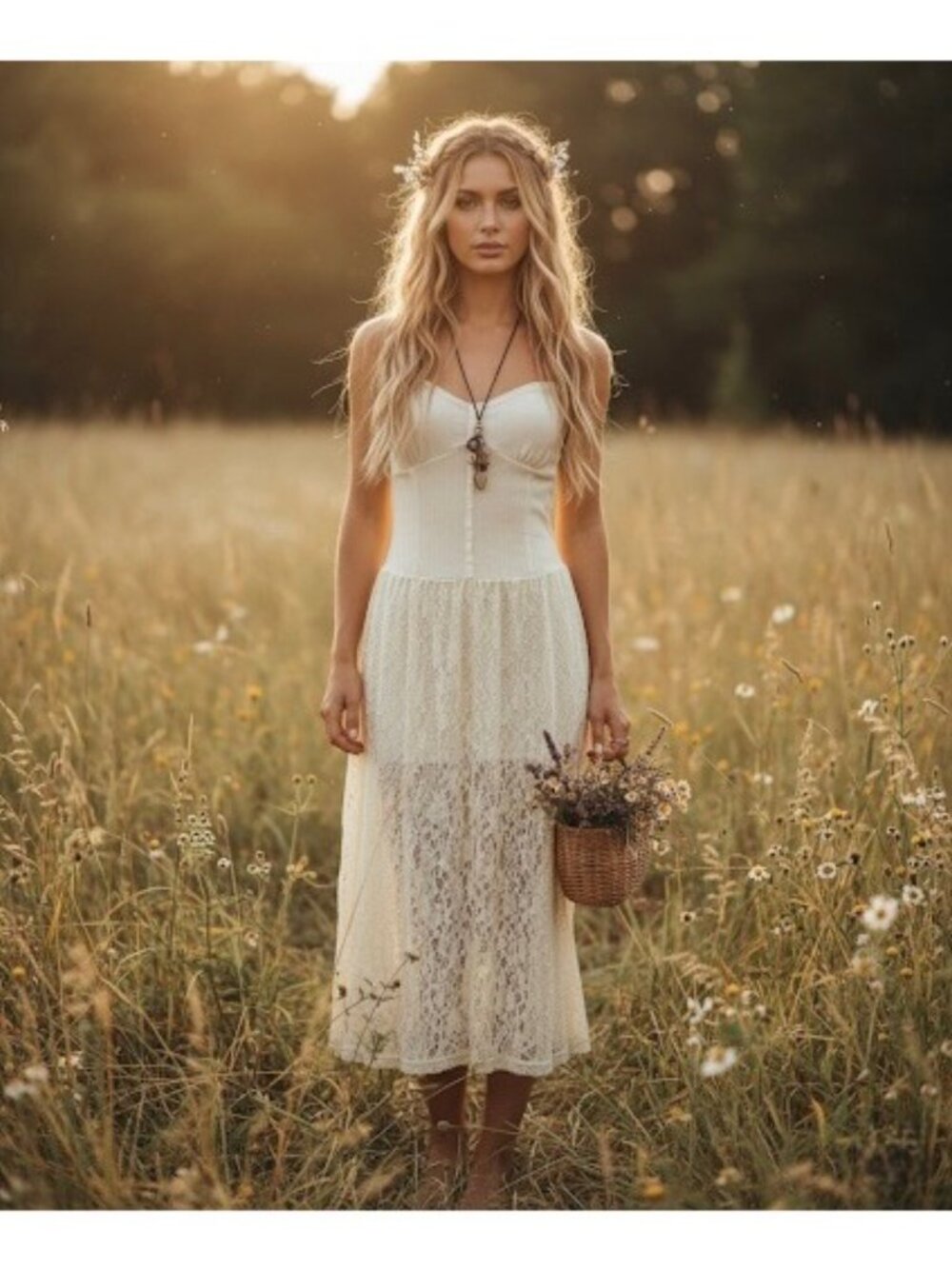 Intimately Free People Ivory Lace Ribbed Midi Dress | 2014 Boho Indie Sleaze | S - Picture 12 of 16